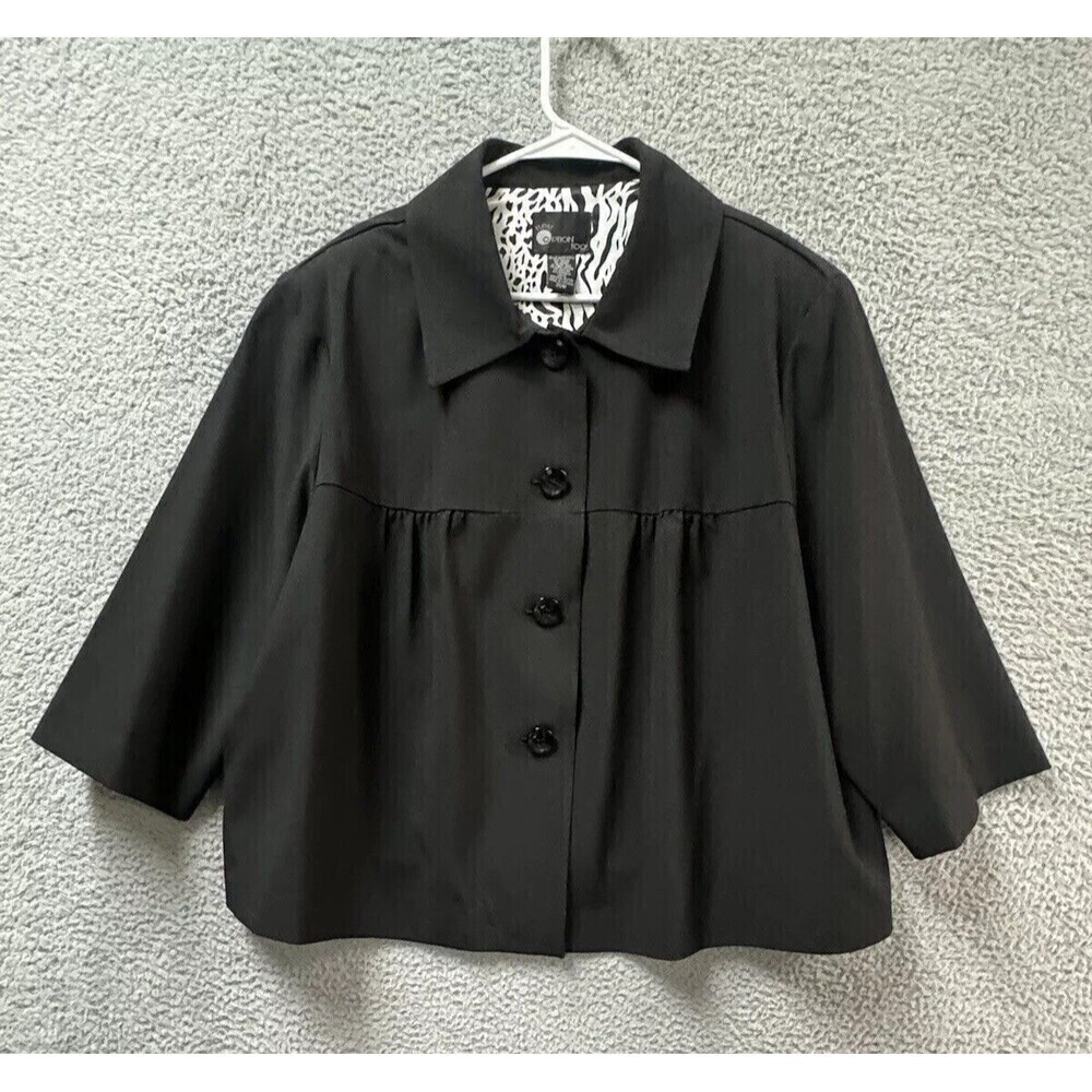 First option too Blazer Womens 20W Black 3/4 Sleeve Button Up Lined Jacket